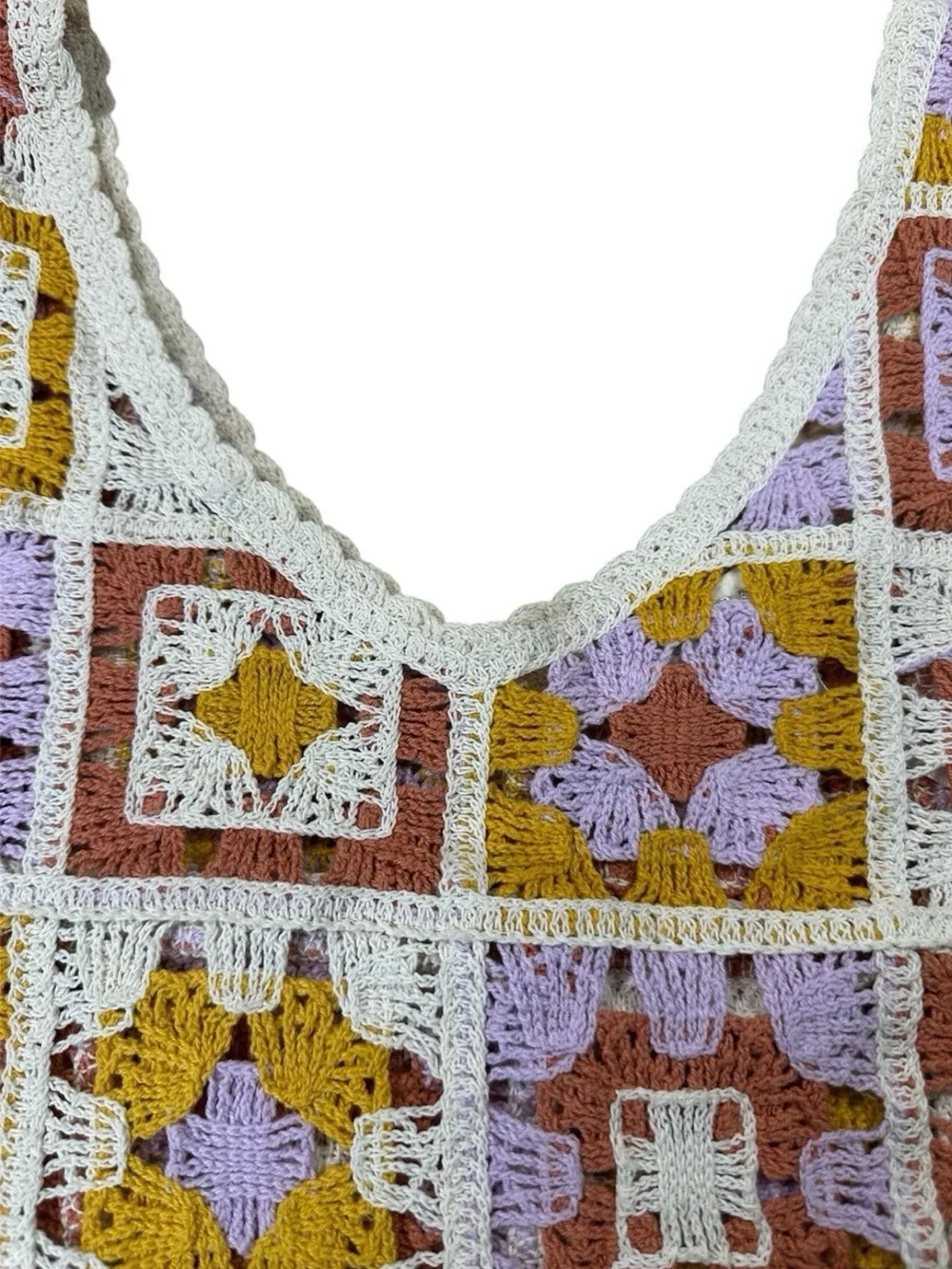 Boho Granny Square Crochet Tank Top S Rebellion Festival Beachy Boho Patchwork - Picture 10 of 12